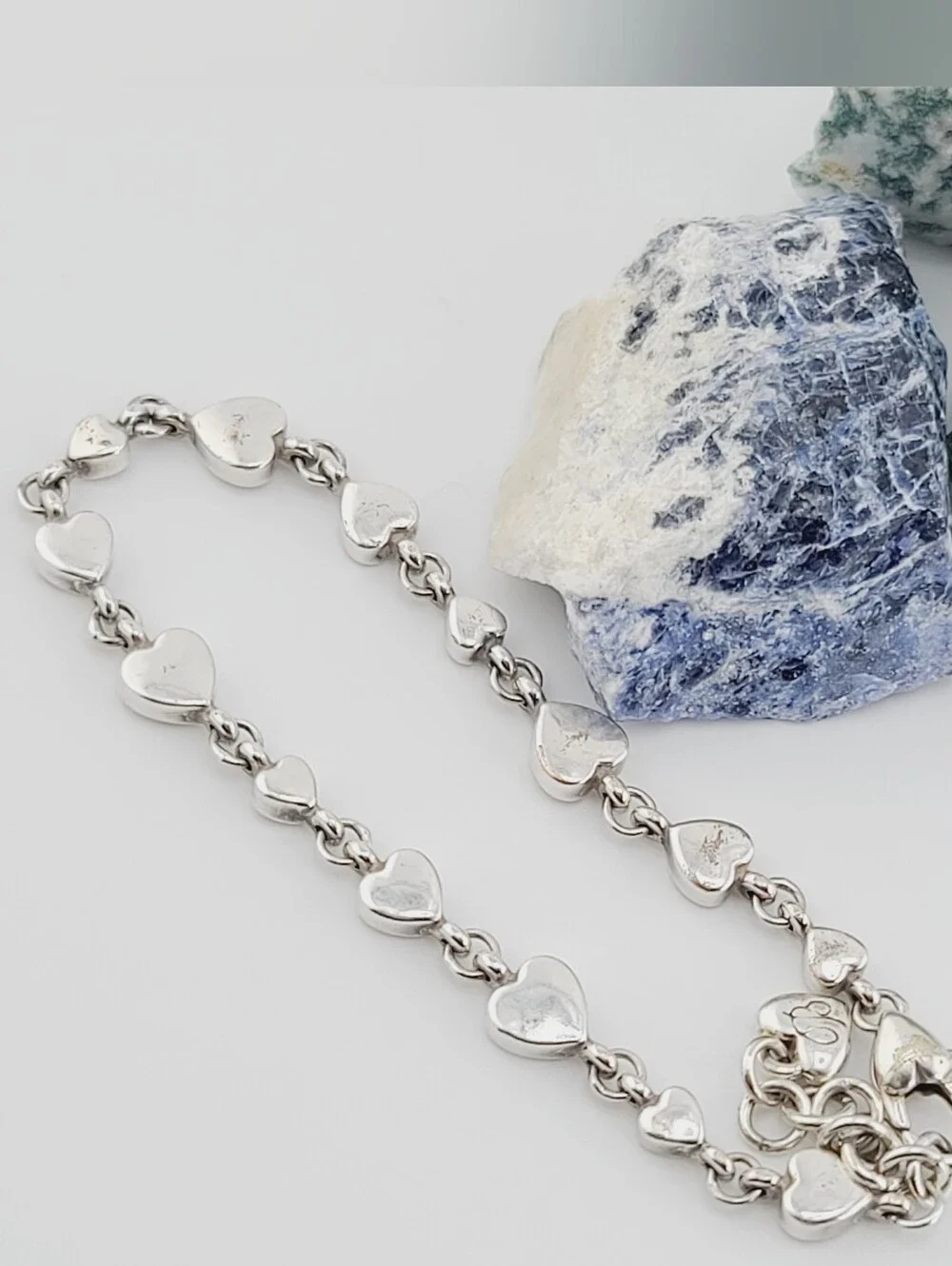 Brighton Meridian "Love Notes" Bracelet! Swarovski Crystal Inset In Heart Links! - Picture 9 of 11